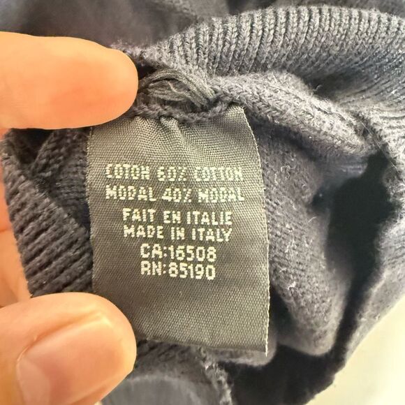 Mondo Uomo Black Long Sleeve 3 Button Sweater Size L Collared Made In Italy - Picture 8 of 9